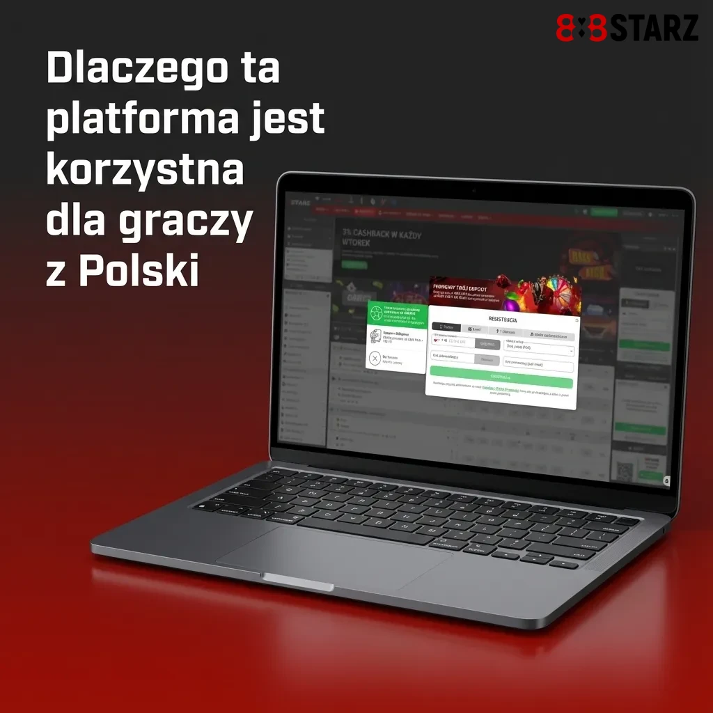 Polski gracz przy laptopie i smartfonie, na ekranach zakłady sportowe i gry kasynowe z ikoną bezpieczeństwa SSL