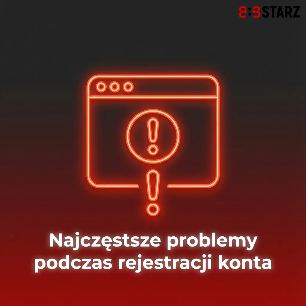 Ilustracja użytkownika przy komputerze z komunikatami błędów i ikonami e‑maila, formularza i dokumentu tożsamości