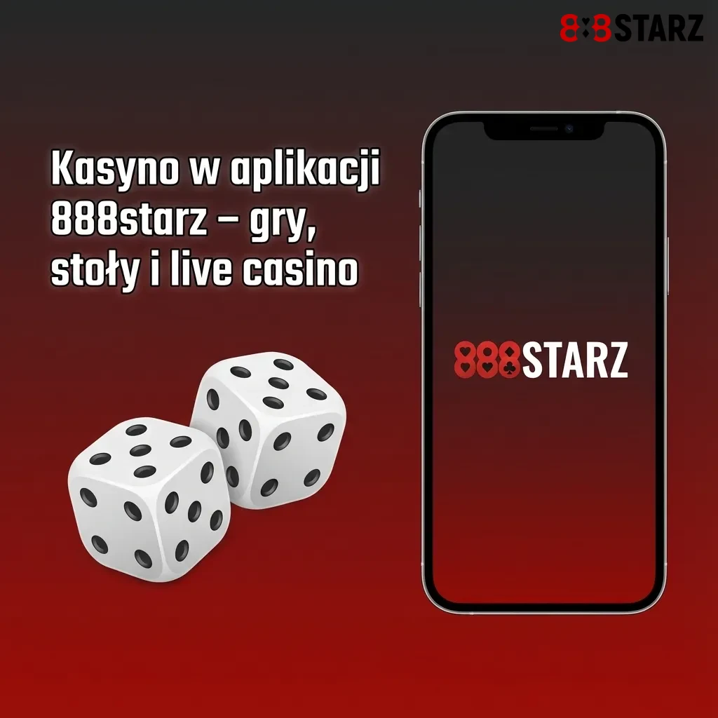 Ekran aplikacji 888starz pokazujący sekcję kasyna z automatami, stołami i live casino na smartfonie
