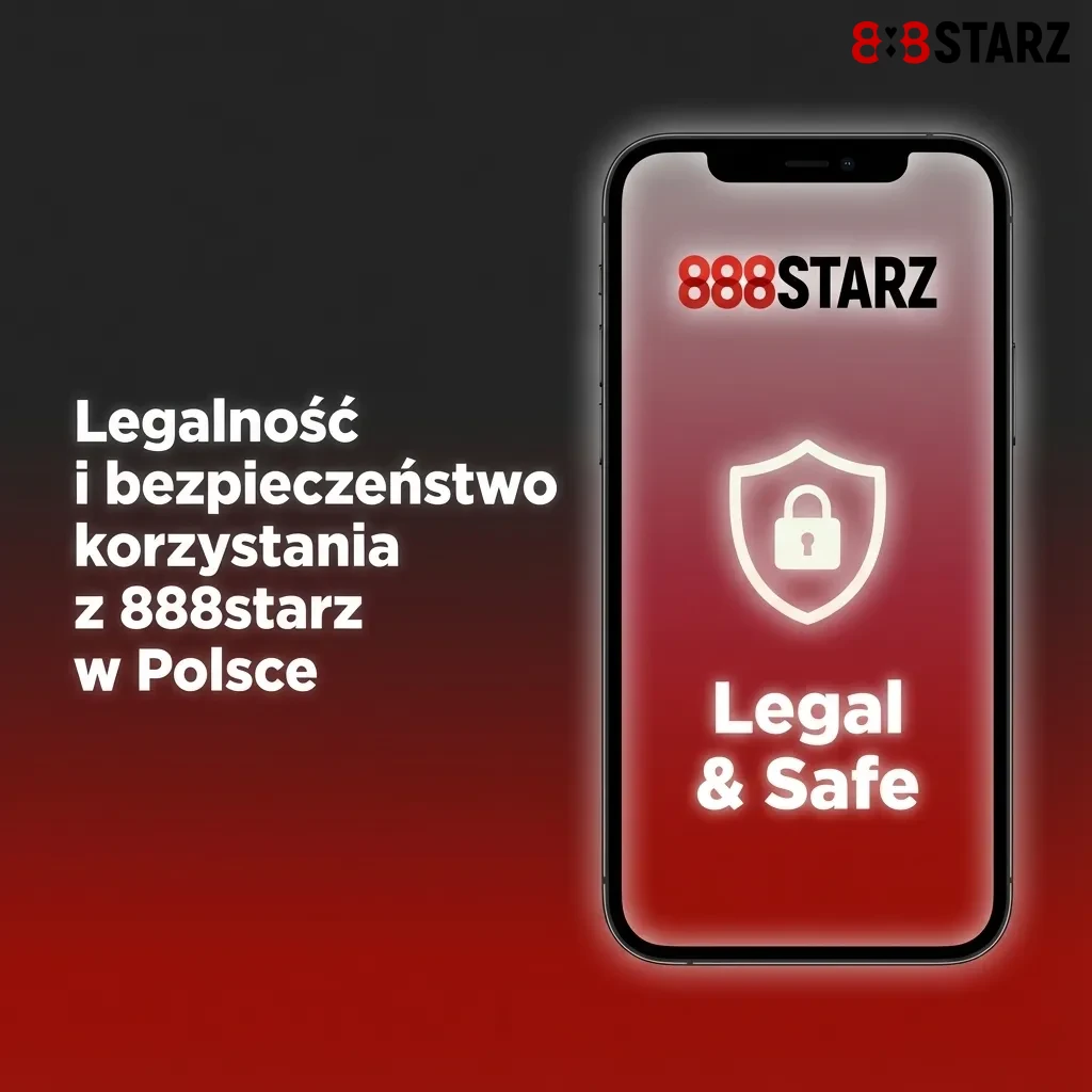 Grafika o legalności i bezpieczeństwie 888starz w Polsce, podkreślająca licencję zagraniczną i ochronę graczy