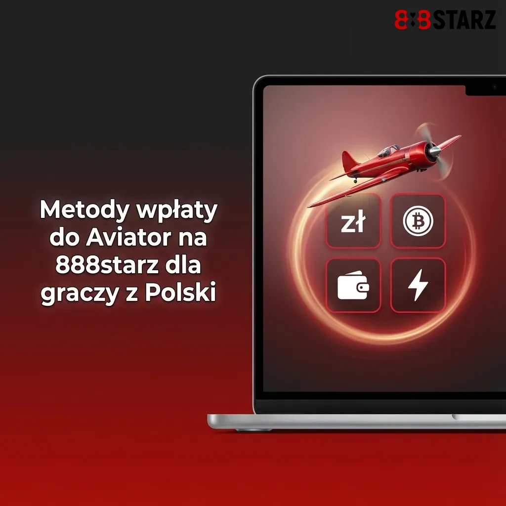 Grafika z logo 888starz Aviator i ikonami kart, e-portfeli oraz kryptowalut dla polskich graczy