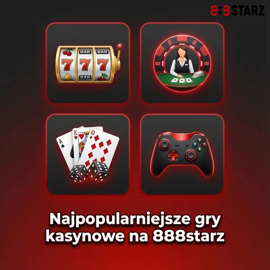 Baner 888starz z listą najpopularniejszych slotów kasynowych w Polsce, m.in. Book of Dead i Sweet Bonanza