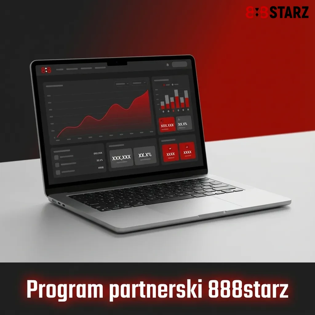 Grafika promująca program partnerski 888starz z ikonami prowizji, graczy i linków afiliacyjnych