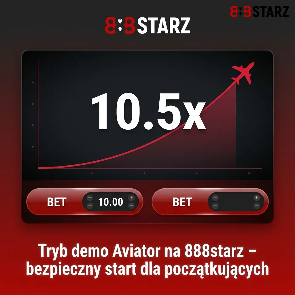Ekran gry Aviator demo na 888starz z lecącym samolotem i wirtualnymi zakładami dla początkujących graczy