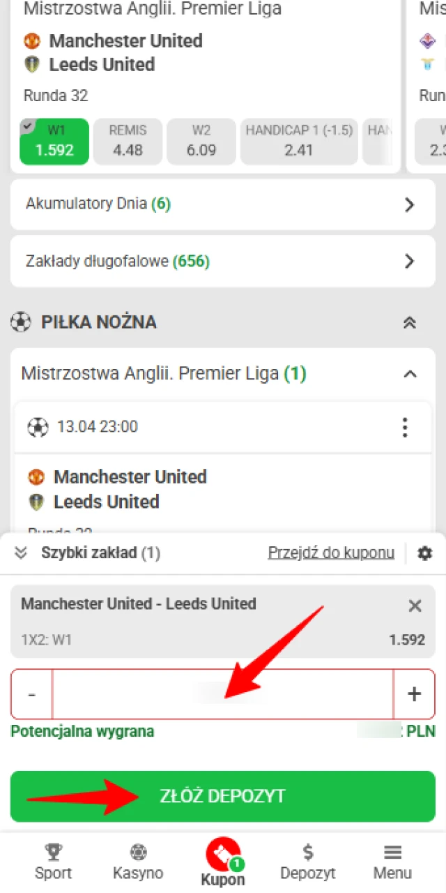 Określ kwotę, którą chcesz zainwestować w 888starz, sprawdź potencjalną wygraną i sfinalizuj zakład jednym kliknięciem.