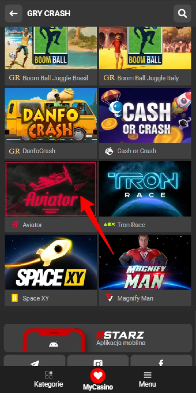 Utwórz skrót do Aviator w aplikacji 888starz na swoim ekranie.