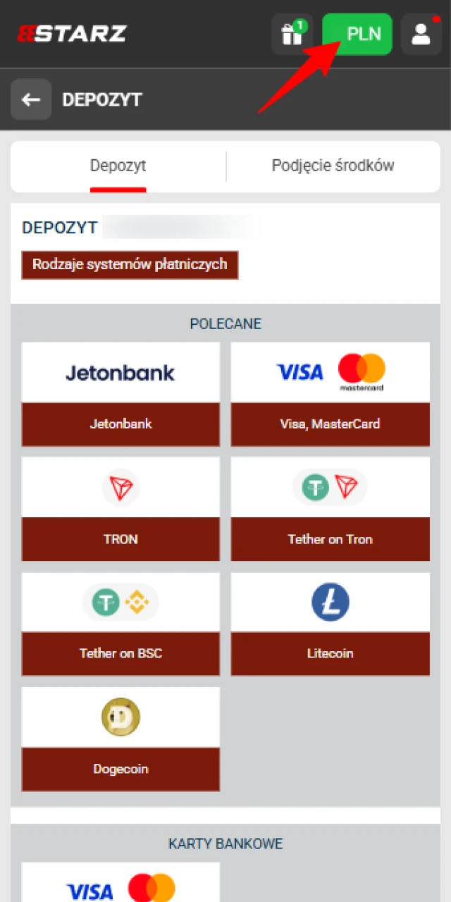 Odwiedź dział płatności w 888starz i zasili swoje konto, korzystając z wygodnych metod wpłaty.