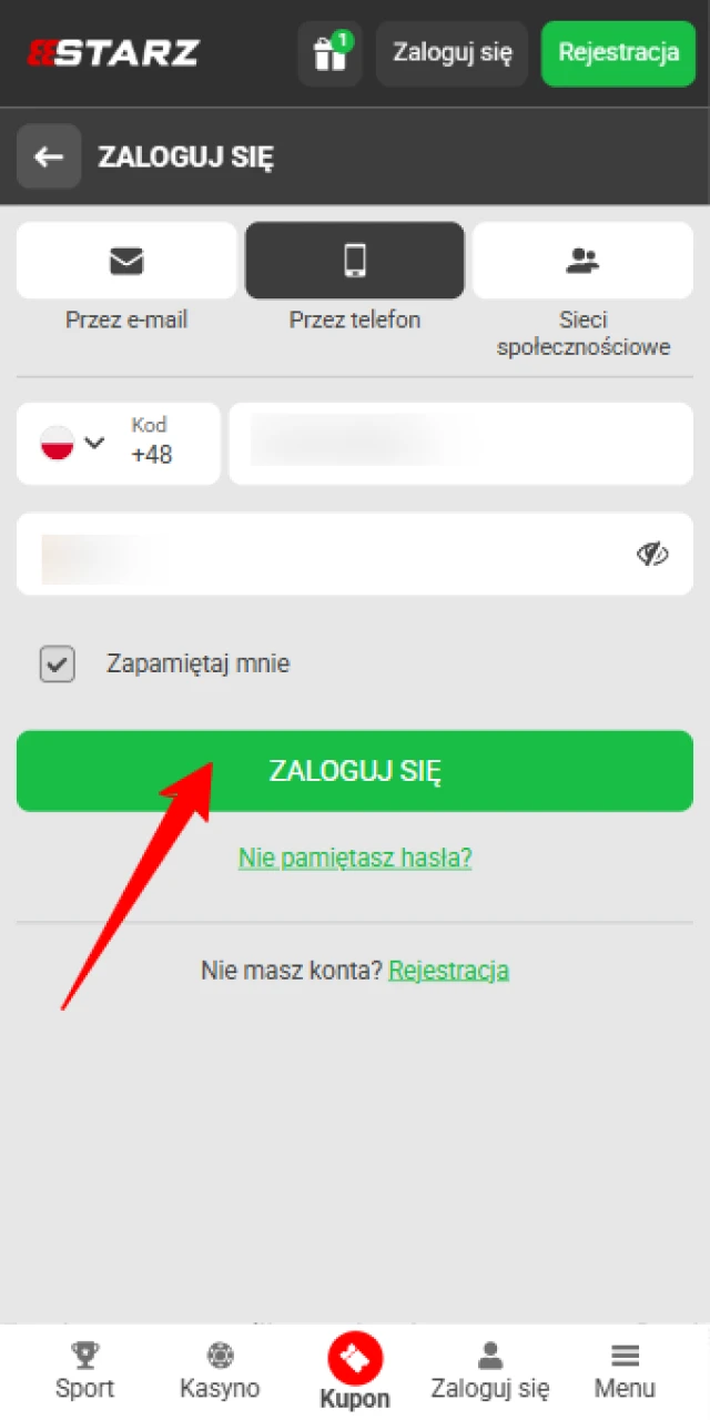 Uzyskaj dostęp do swojego profilu 888starz, wpisując dane uwierzytelniające w panelu logowania.