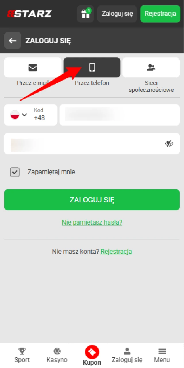 Skorzystaj z tej samej ścieżki dostępu do 888starz, którą wybrałeś podczas zakładania konta.