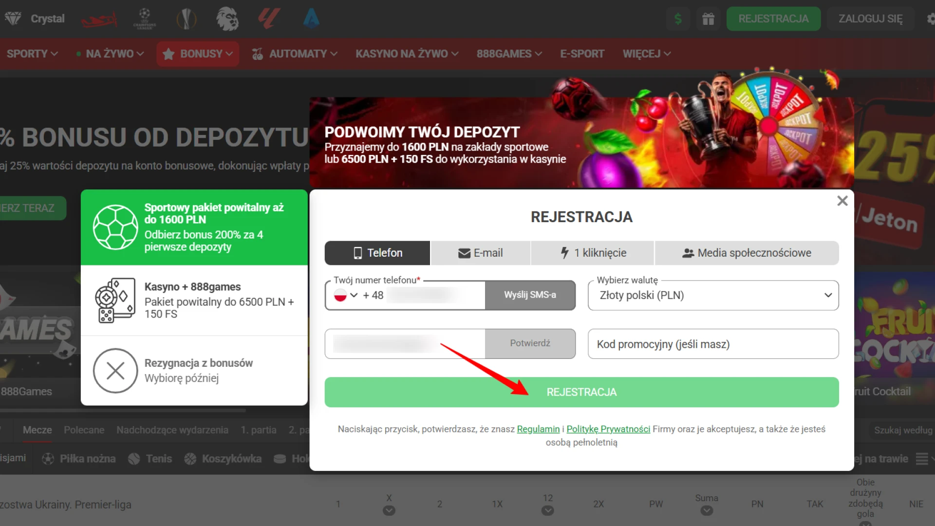 Sfinalizuj tworzenie profilu и zweryfikuj dane, aby założyć konto w 888starz.