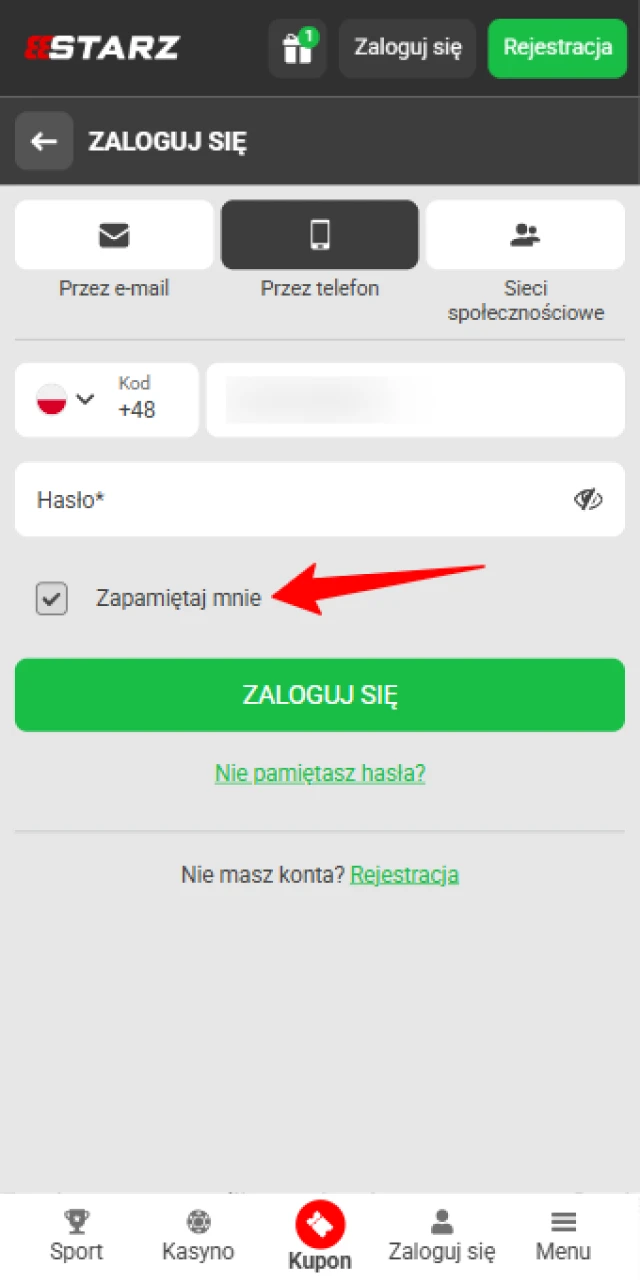 Zapisz parametry logowania w 888starz i zaloguj się znacznie szybciej.