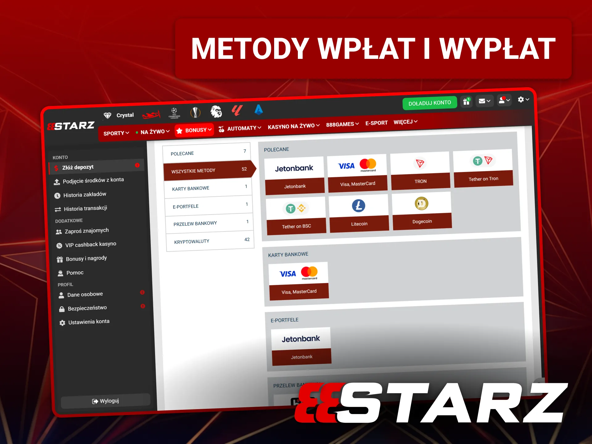 Wybierz wygodne metody wpłat i szybkich wypłat środków w 888starz.
