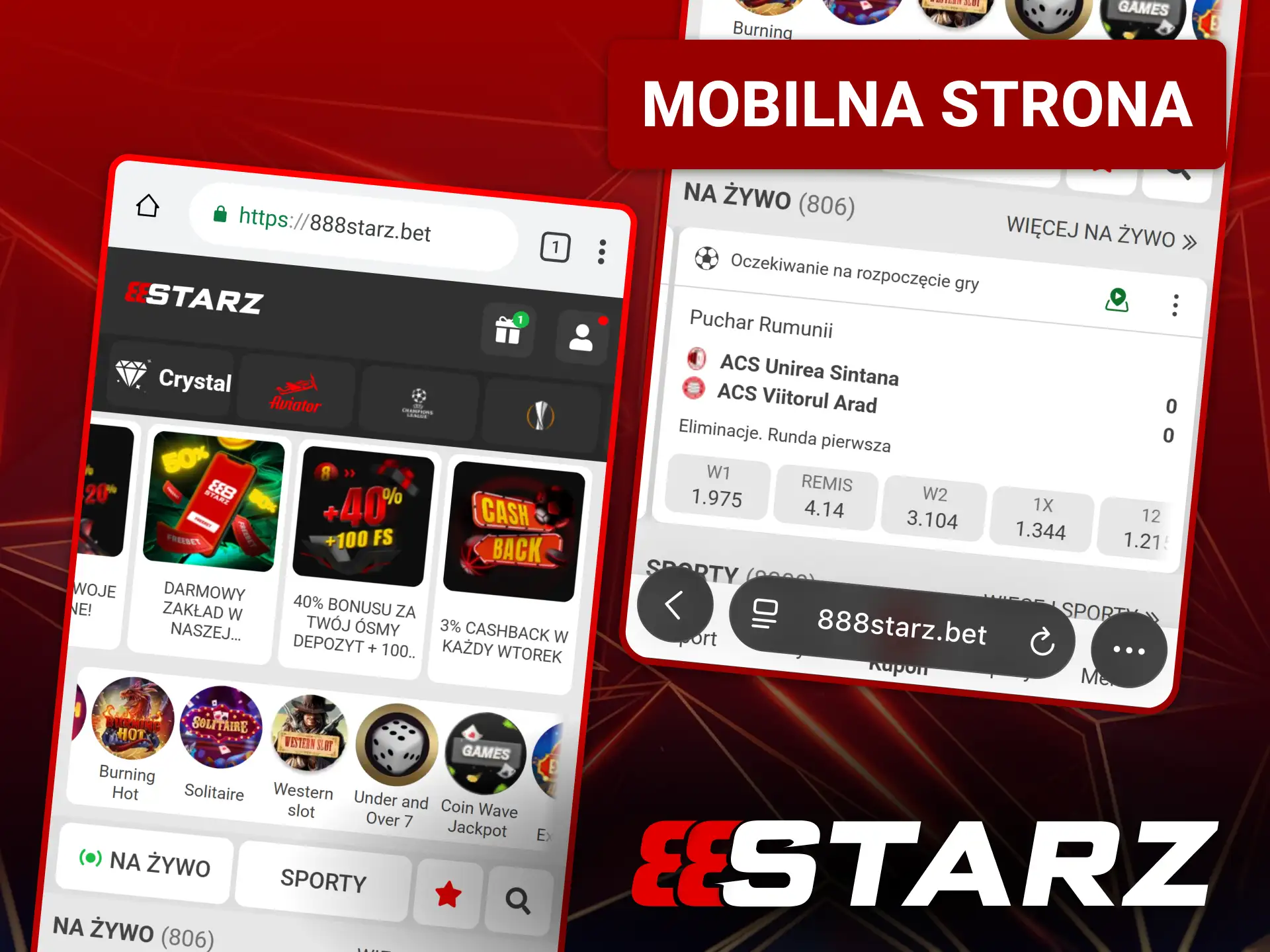 Korzystaj z pełnej funkcjonalności mobilnej wersji strony 888starz.